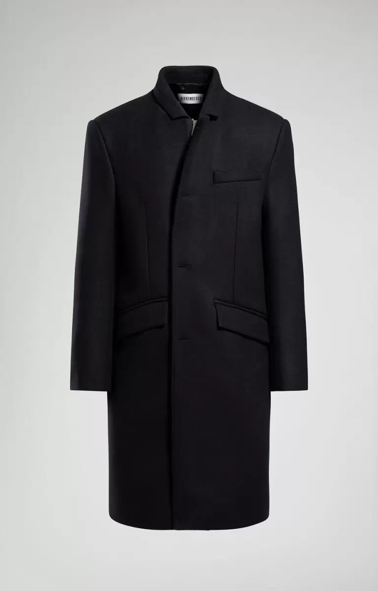 Men's Coat In Technical Wool Bikkembergs Mann Jacken & Blazer Black - 1