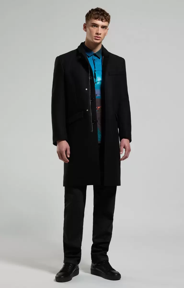 Men's Coat In Technical Wool Bikkembergs Mann Jacken & Blazer Black - 3