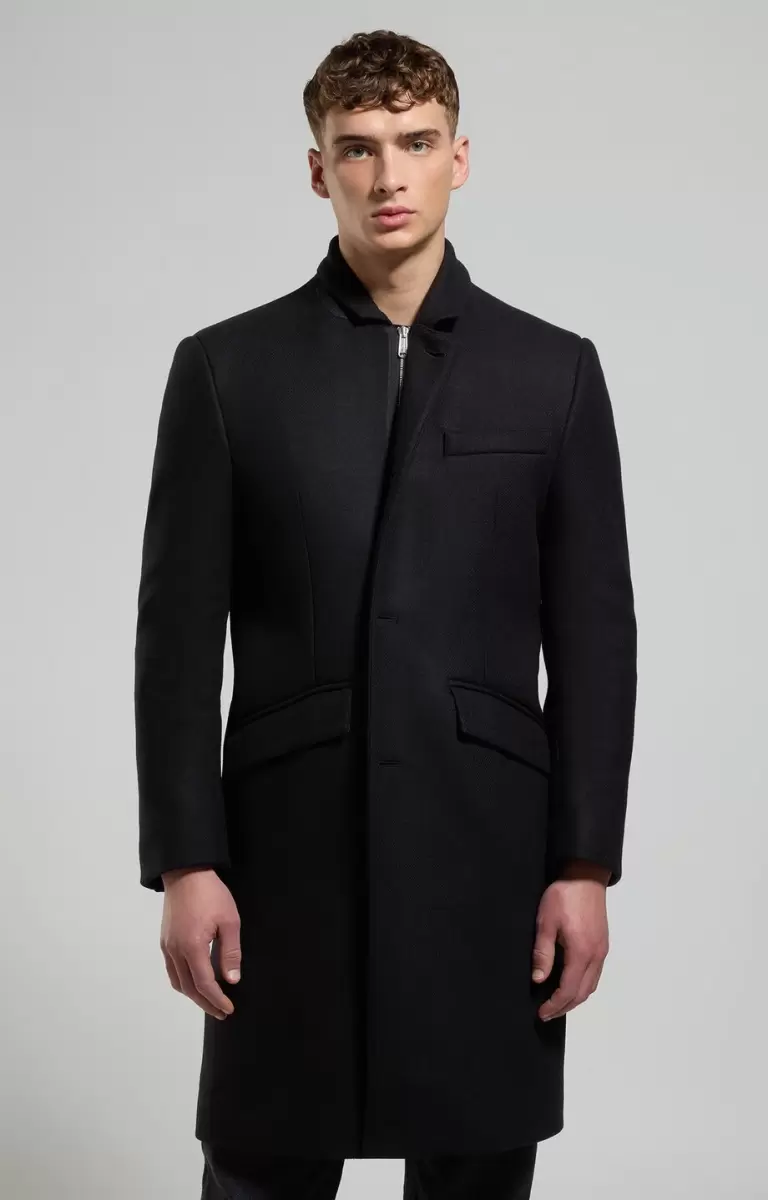 Men's Coat In Technical Wool Bikkembergs Mann Jacken & Blazer Black - 4