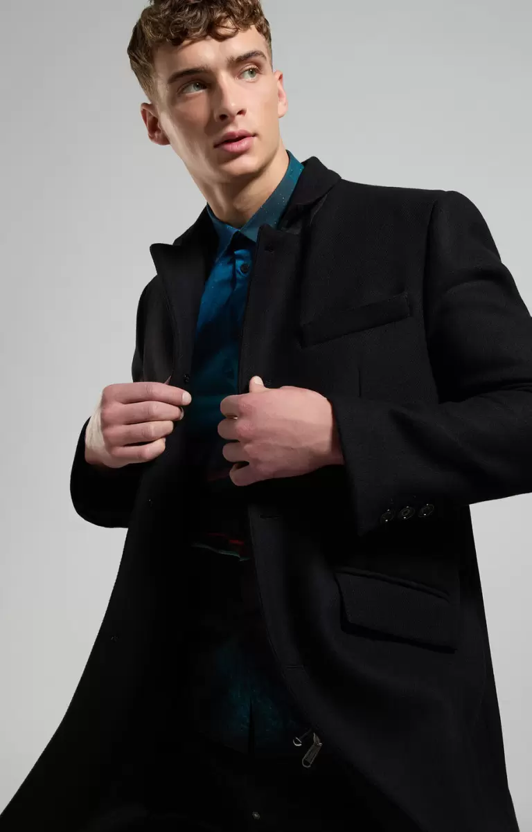 Men's Coat In Technical Wool Bikkembergs Mann Jacken & Blazer Black