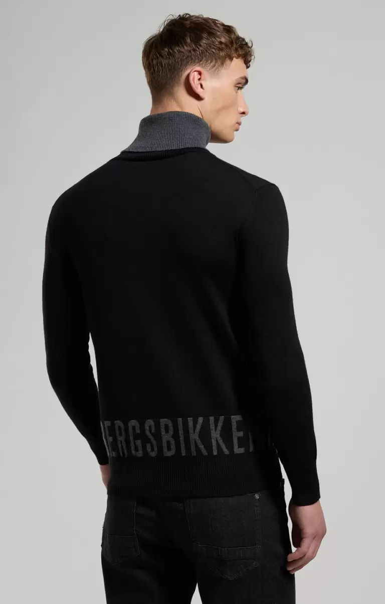 Strickwaren Black Mann Men's Mock Neck Sweater Bikkembergs - 2