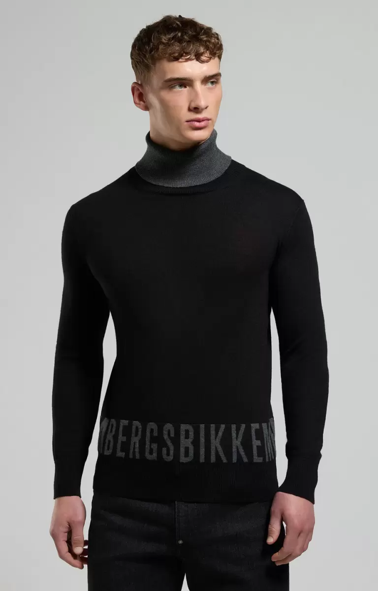 Strickwaren Black Mann Men's Mock Neck Sweater Bikkembergs - 4