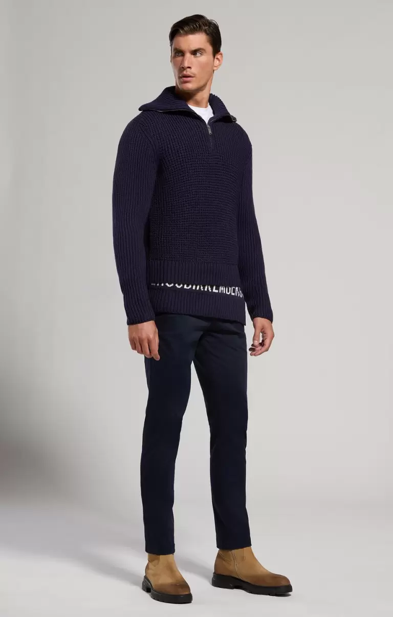 Mann Dress Blues Men's Sweater With Layered Effect Strickwaren Bikkembergs - 3