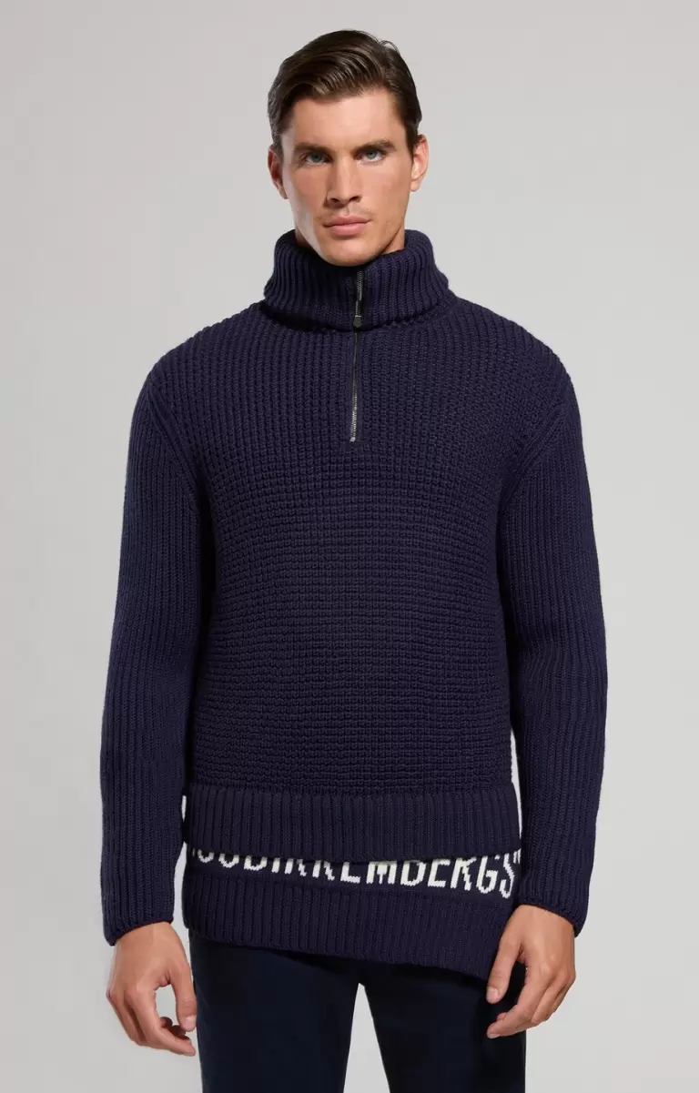 Mann Dress Blues Men's Sweater With Layered Effect Strickwaren Bikkembergs - 4