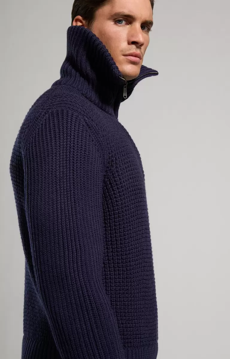 Mann Dress Blues Men's Sweater With Layered Effect Strickwaren Bikkembergs