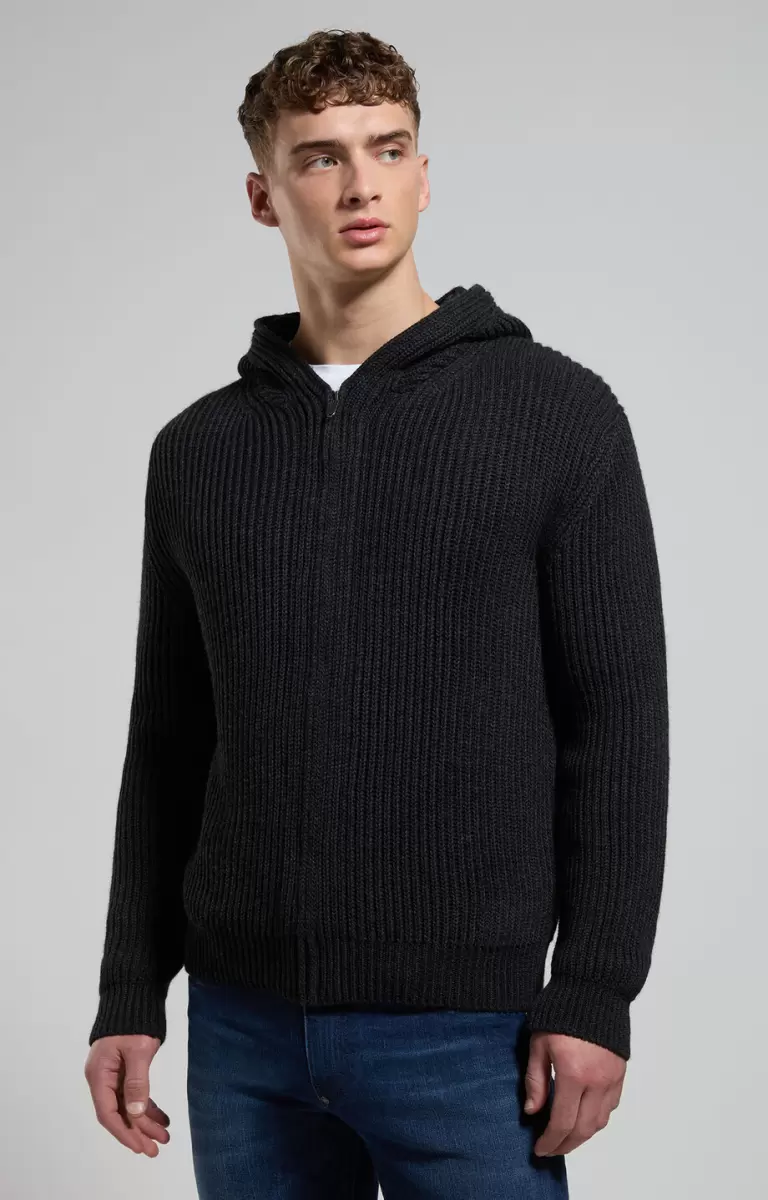 Men's Hoodie Sweater With Zip Bikkembergs Mann Strickwaren Dark Shadow - 4