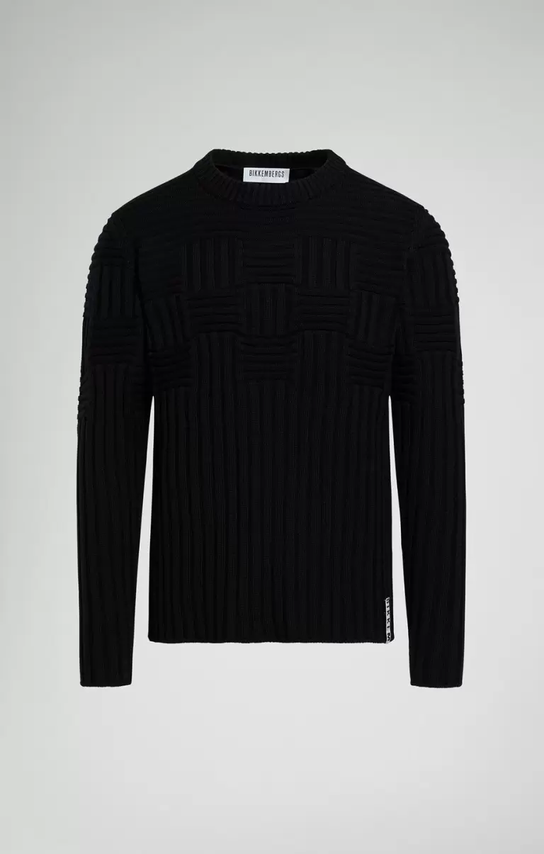 Men's All-Over Knit Sweater Black Strickwaren Bikkembergs Mann - 1