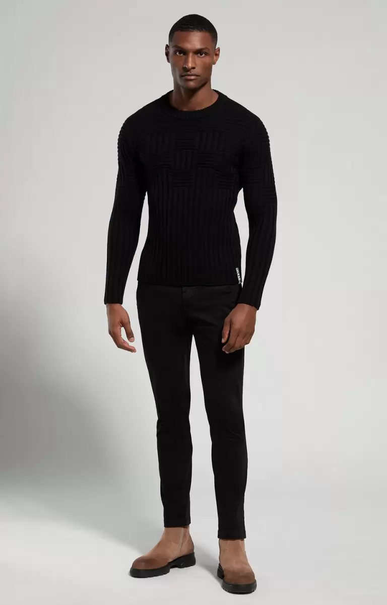 Men's All-Over Knit Sweater Black Strickwaren Bikkembergs Mann - 3