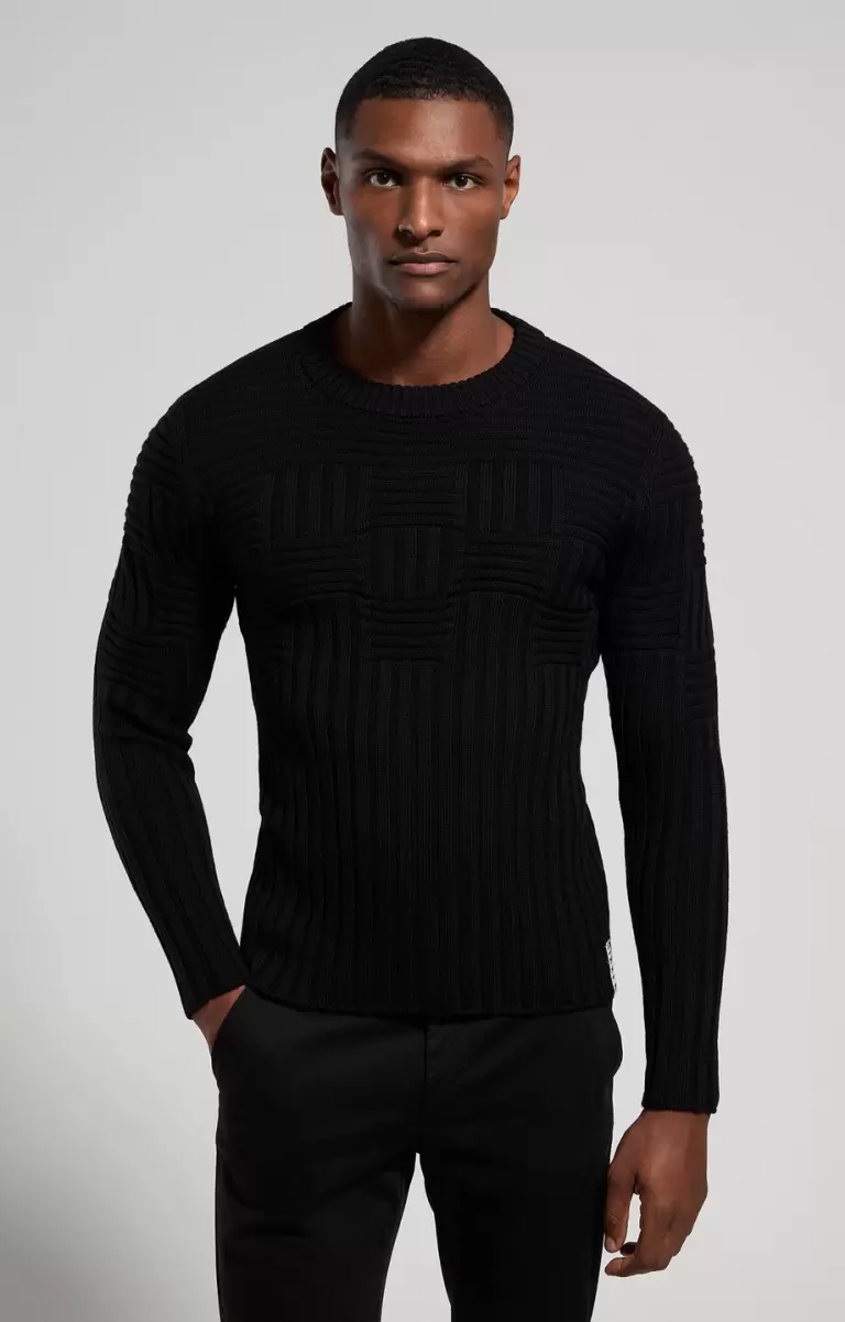 Men's All-Over Knit Sweater Black Strickwaren Bikkembergs Mann - 4