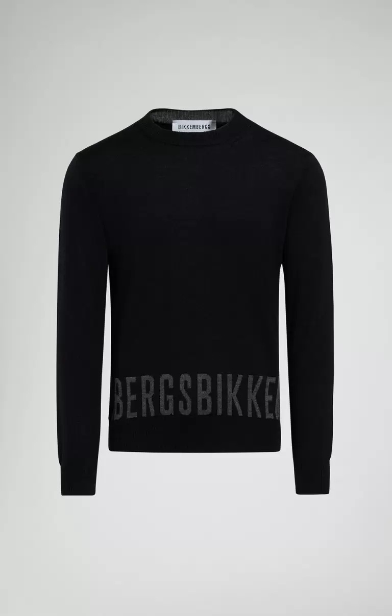 Mann Black Strickwaren Bikkembergs Men's Sweater With Jacquard Logo - 1