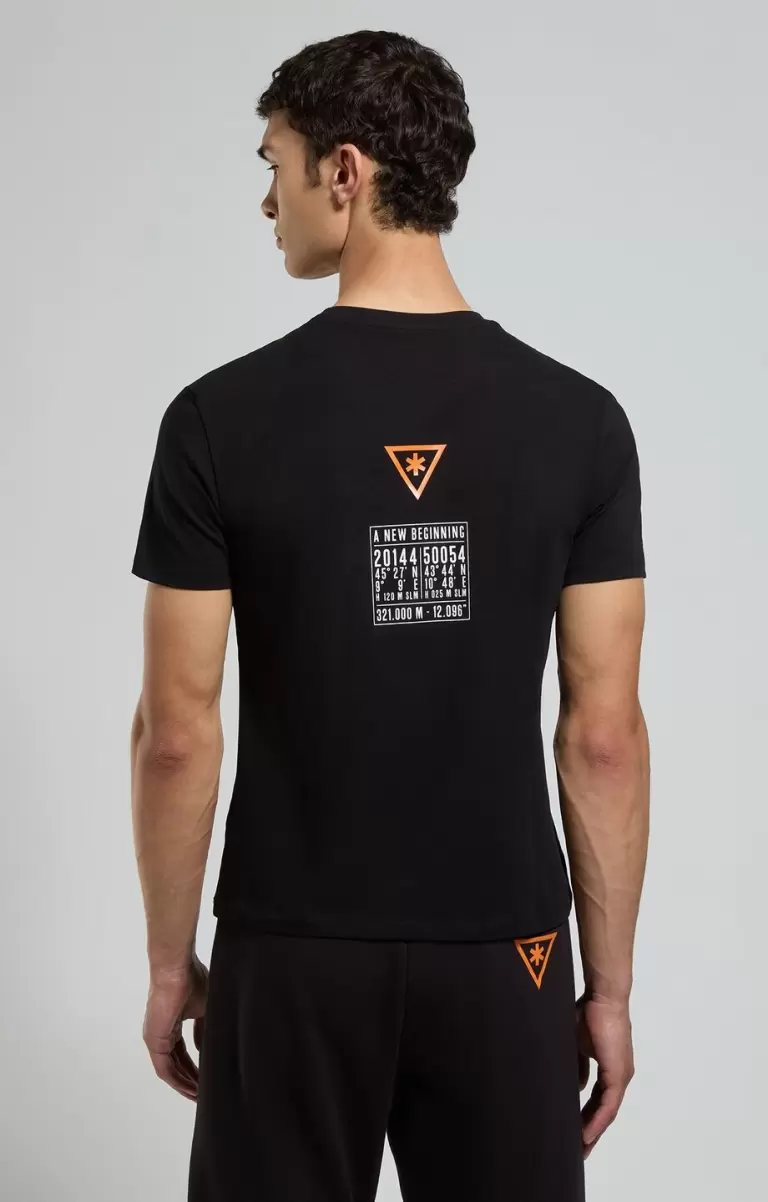 Men's T-Shirt With Seaport Print Mann Black Bikkembergs T-Shirts - 2