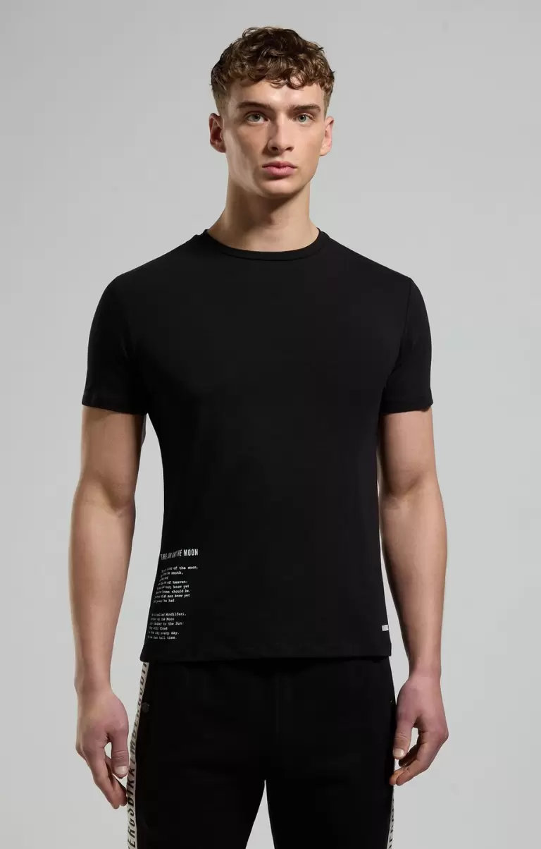 T-Shirts Bikkembergs Men's T-Shirt With Eclipse Print Black Mann - 4