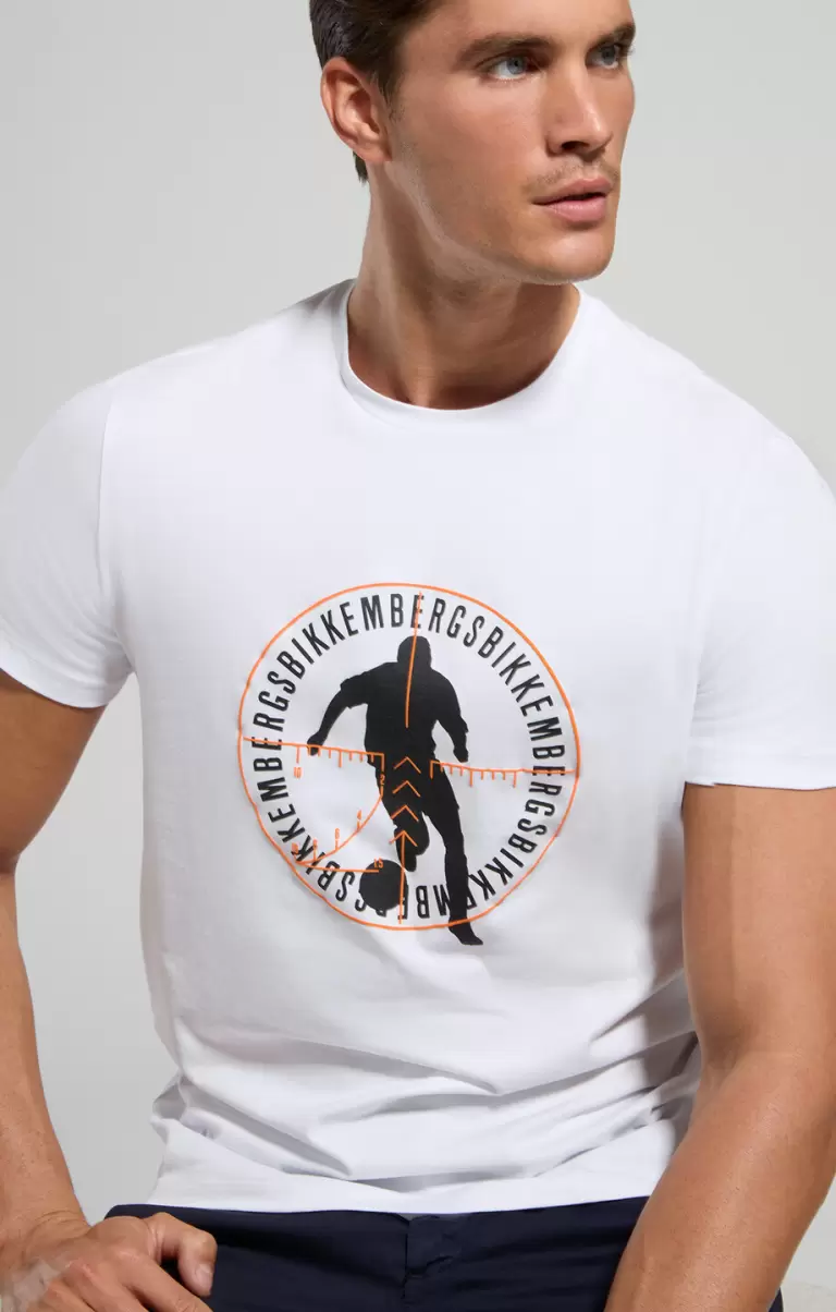 Mann T-Shirts Soccer Print Men's T-Shirt Bikkembergs White