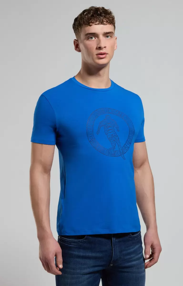 T-Shirts Bikkembergs Mann Men's T-Shirt With Keyword Print Princess Blue - 4