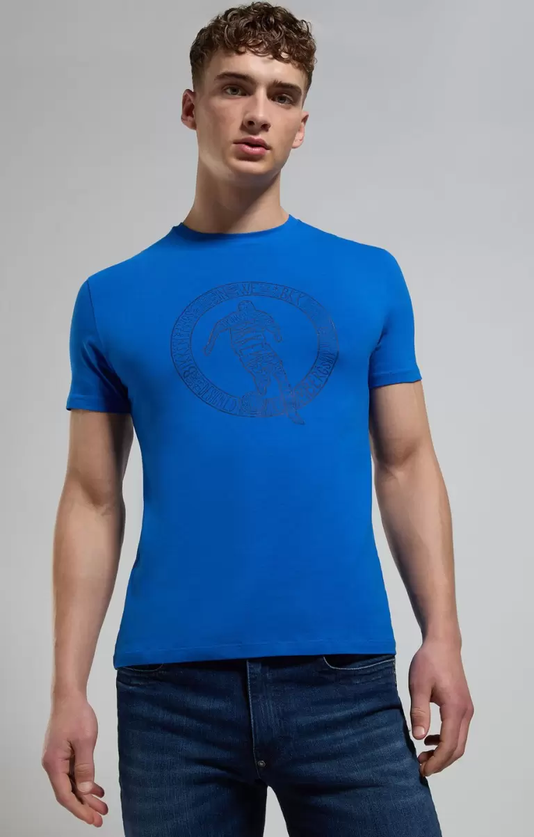 T-Shirts Bikkembergs Mann Men's T-Shirt With Keyword Print Princess Blue