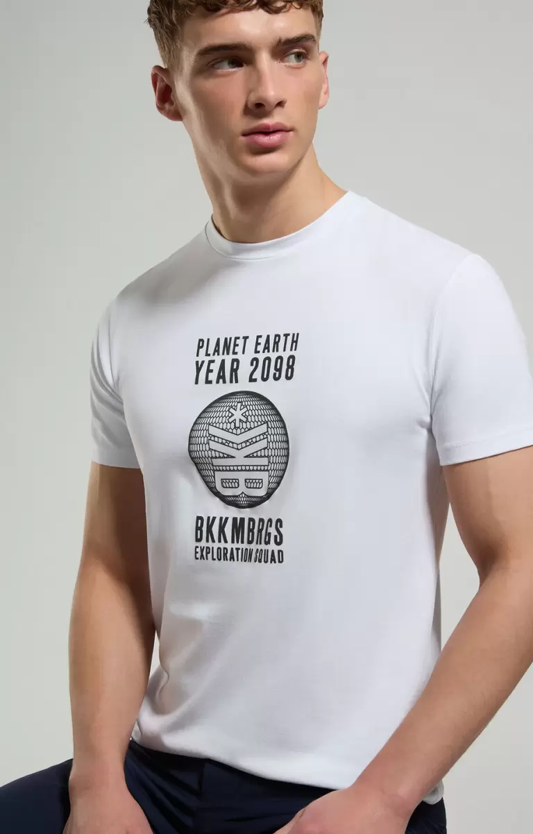 Men's Print T-Shirt T-Shirts White Bikkembergs Mann