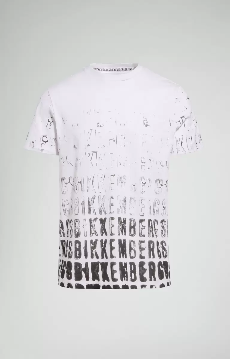 Bikkembergs Men's T-Shirt With Faded Print Mann White T-Shirts - 1