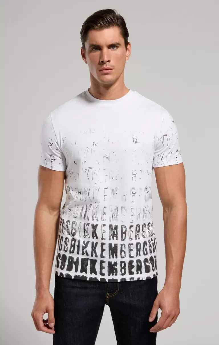 Bikkembergs Men's T-Shirt With Faded Print Mann White T-Shirts - 4