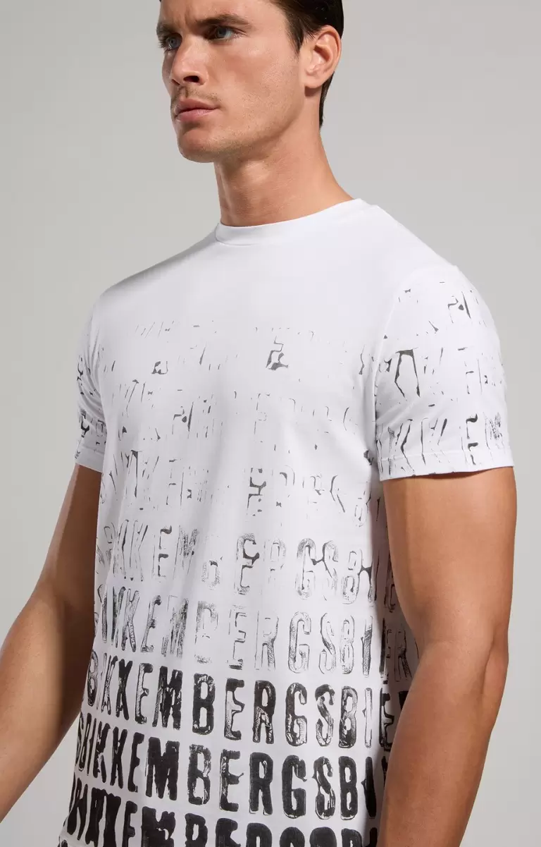 Bikkembergs Men's T-Shirt With Faded Print Mann White T-Shirts