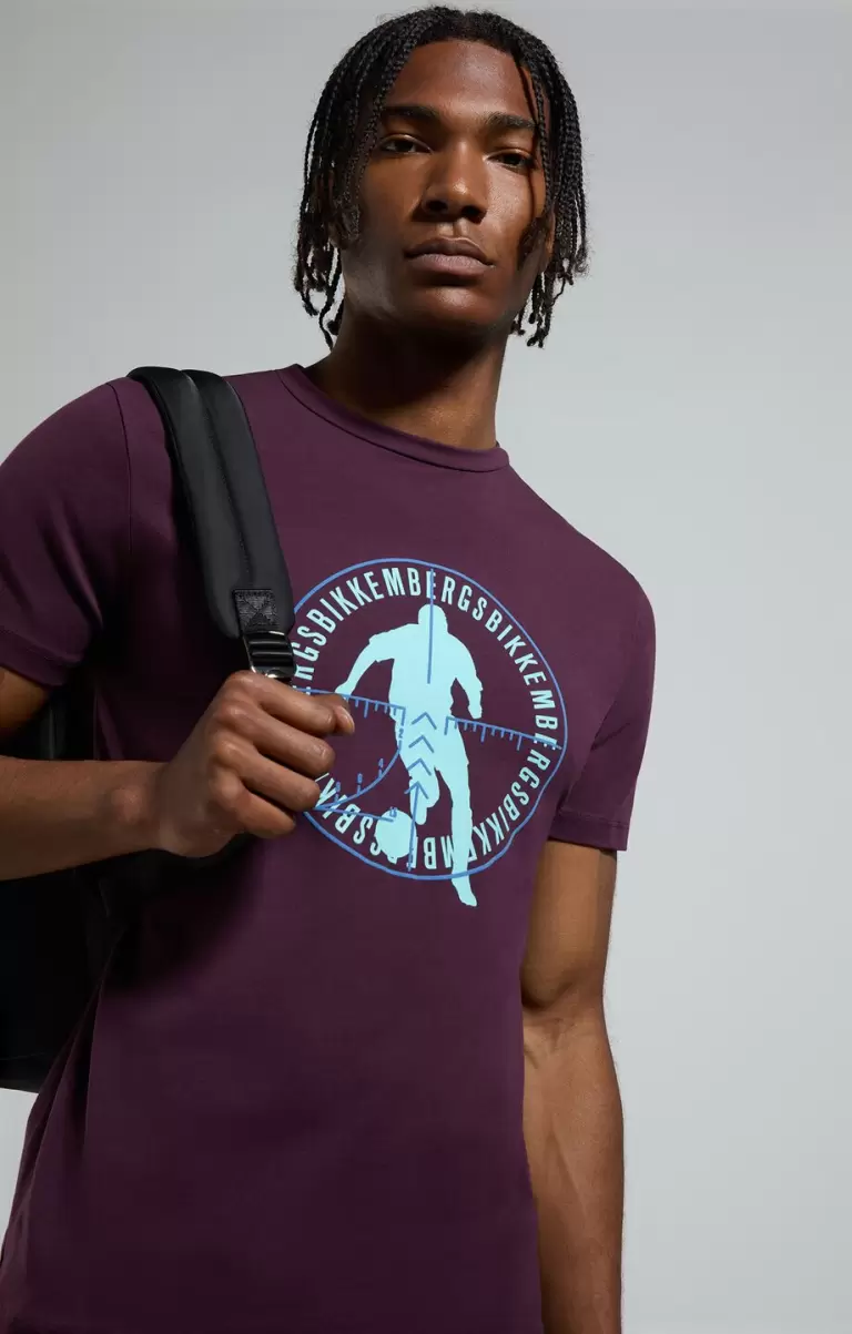 T-Shirts Mann Bikkembergs Potent Purple Soccer Print Men's T-Shirt