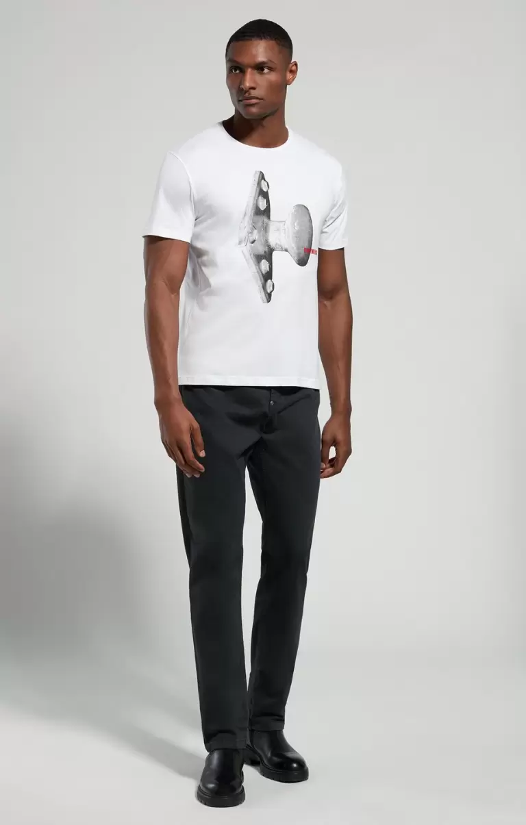 Men's T-Shirt With Seaport Print T-Shirts Bikkembergs Mann White - 3
