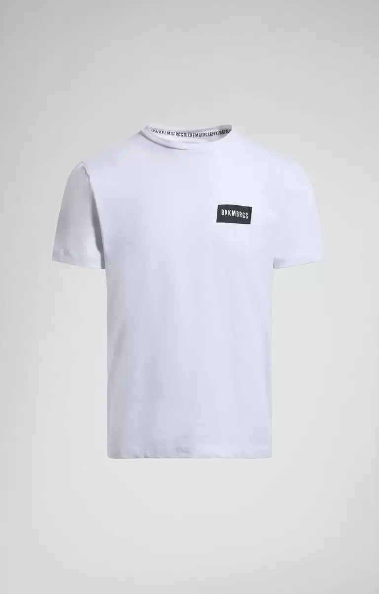 Mann T-Shirts Men's T-Shirt With Textured Detail White Bikkembergs - 1