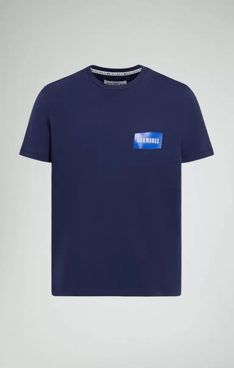 Bikkembergs T-Shirts Mann Dress Blues Men's T-Shirt With Textured Detail - 1
