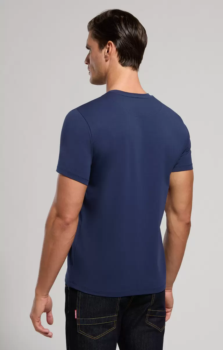 Bikkembergs T-Shirts Mann Dress Blues Men's T-Shirt With Textured Detail - 2