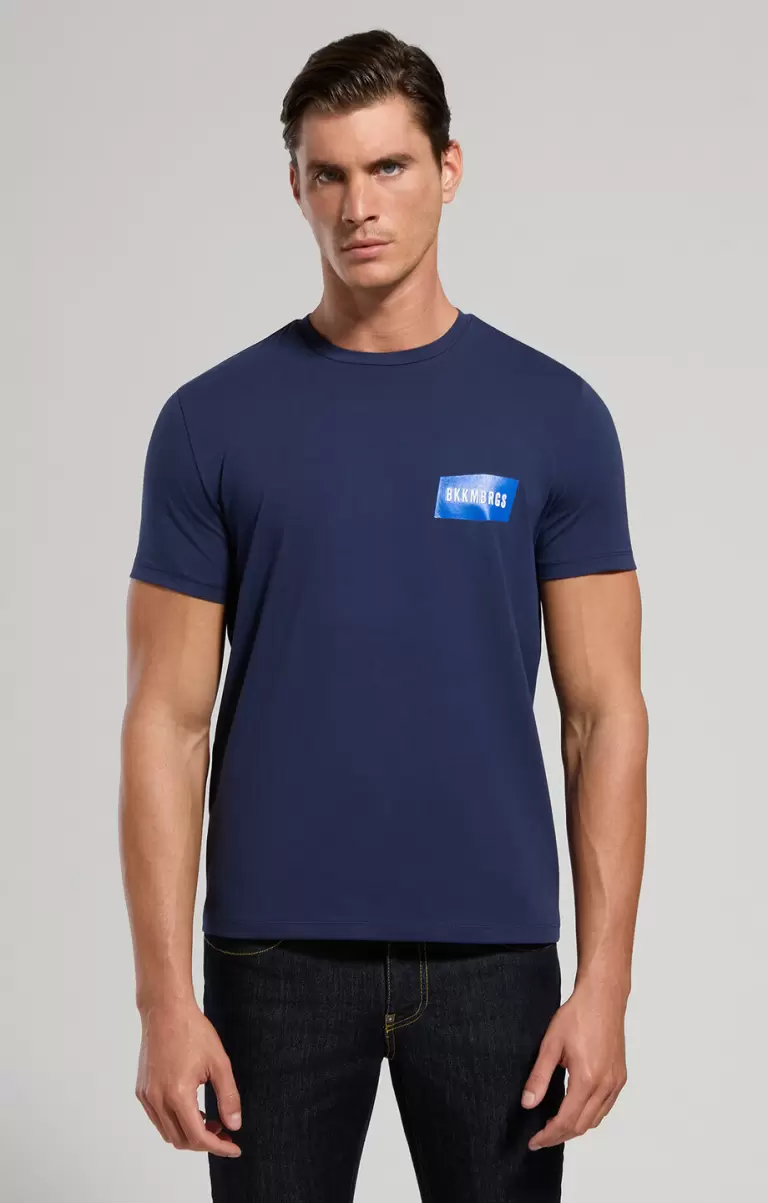 Bikkembergs T-Shirts Mann Dress Blues Men's T-Shirt With Textured Detail - 4