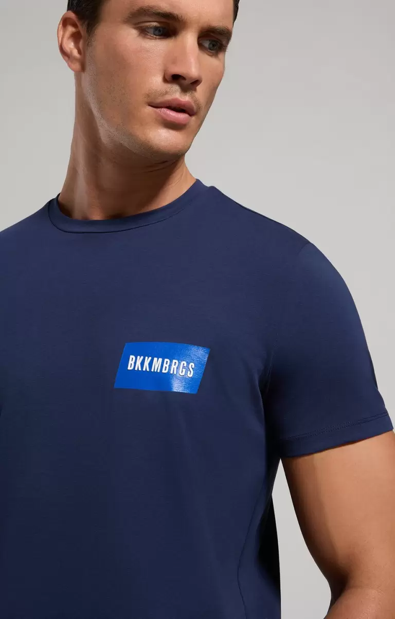 Bikkembergs T-Shirts Mann Dress Blues Men's T-Shirt With Textured Detail