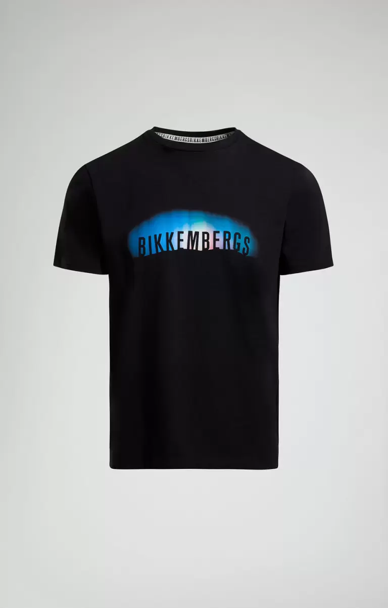 Black T-Shirts Men's T-Shirt With Neon Print Mann Bikkembergs - 1