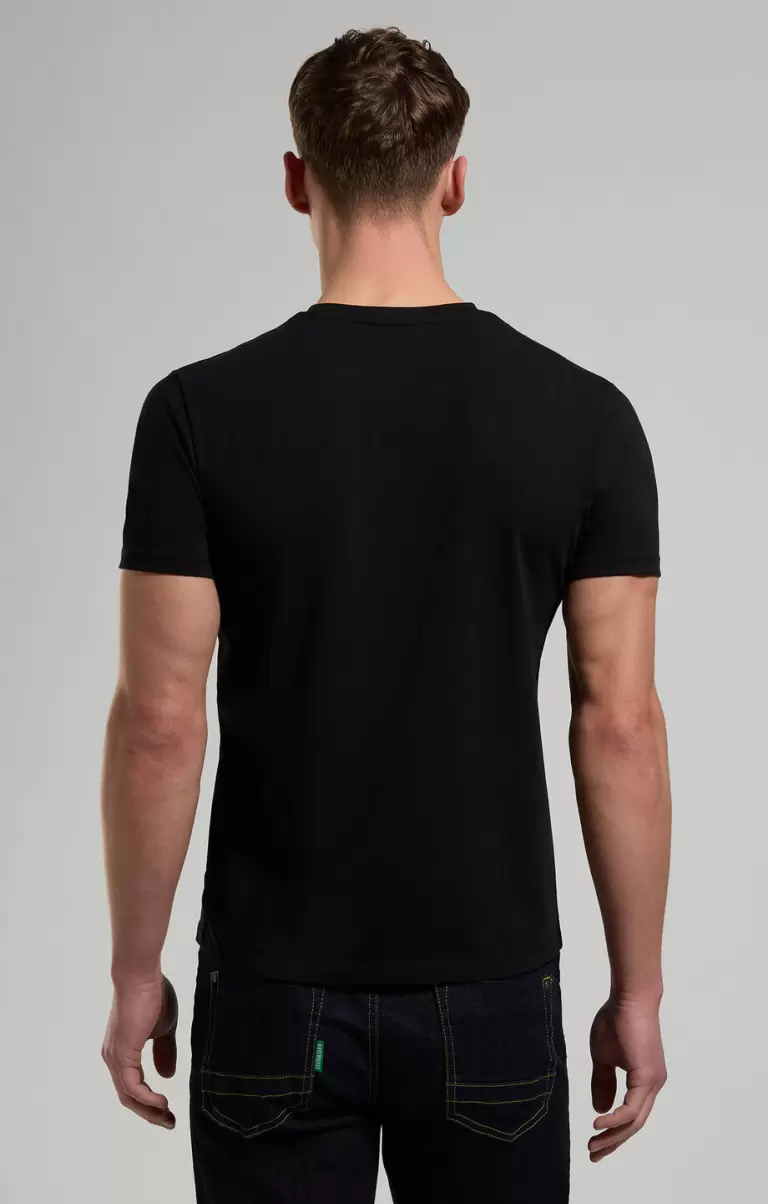Black T-Shirts Men's T-Shirt With Neon Print Mann Bikkembergs - 2