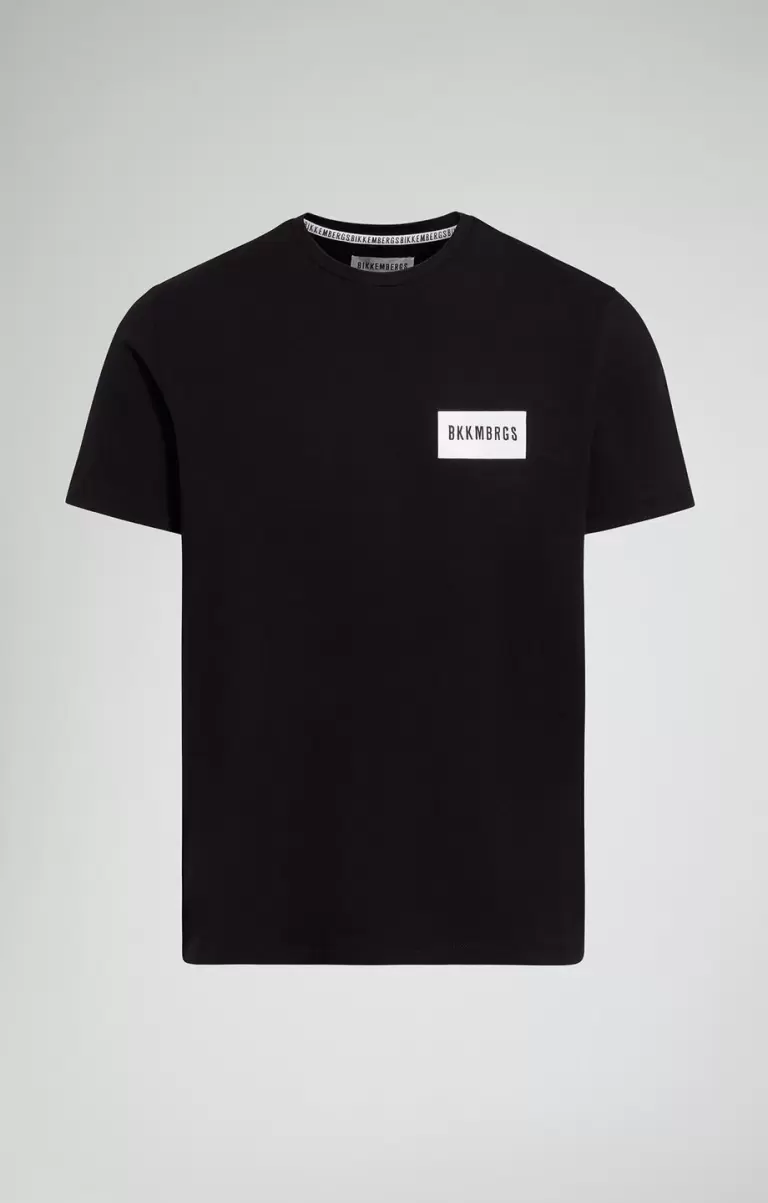 Mann Bikkembergs Black Men's T-Shirt With Textured Detail T-Shirts - 1