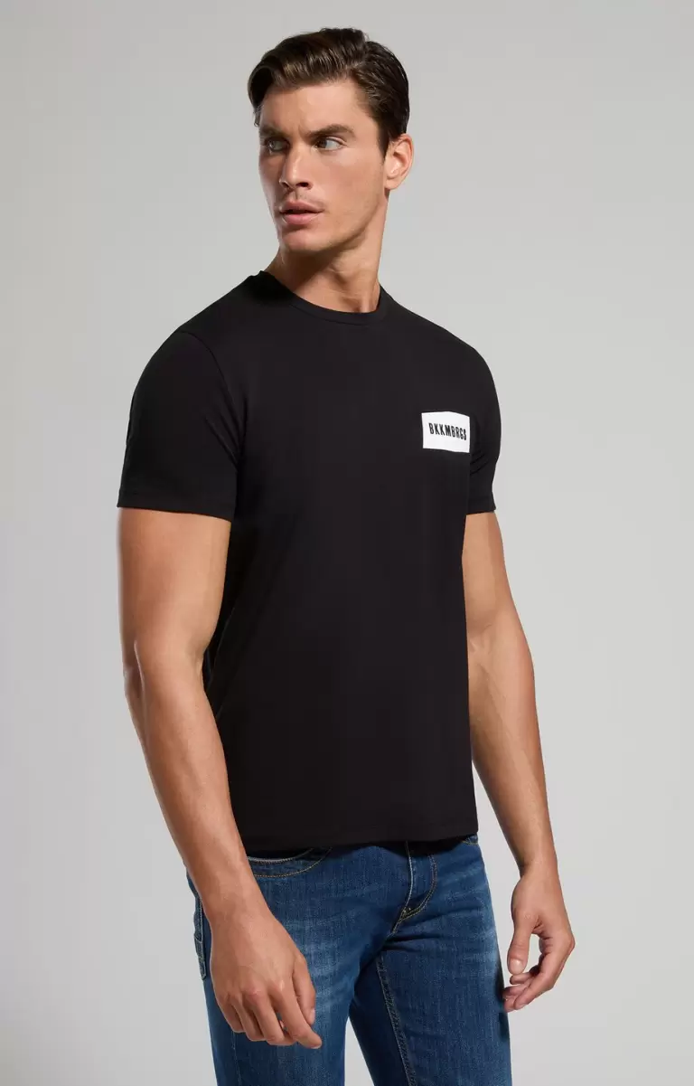 Mann Bikkembergs Black Men's T-Shirt With Textured Detail T-Shirts - 4