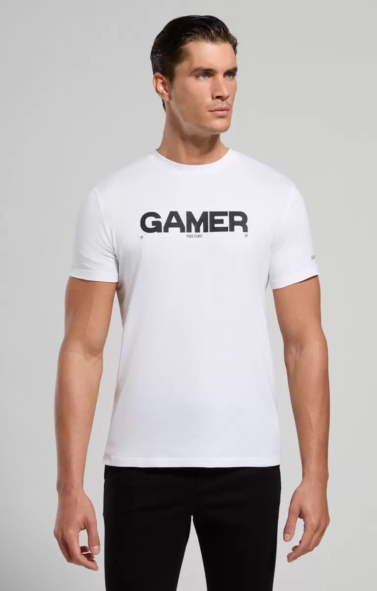 Bikkembergs Men's T-Shirt With Gamer Print White Mann T-Shirts - 4
