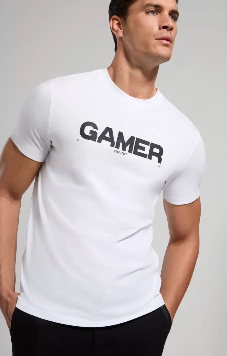 Bikkembergs Men's T-Shirt With Gamer Print White Mann T-Shirts