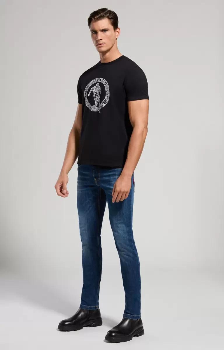 Bikkembergs Black Men's T-Shirt With Keyword Print T-Shirts Mann - 3