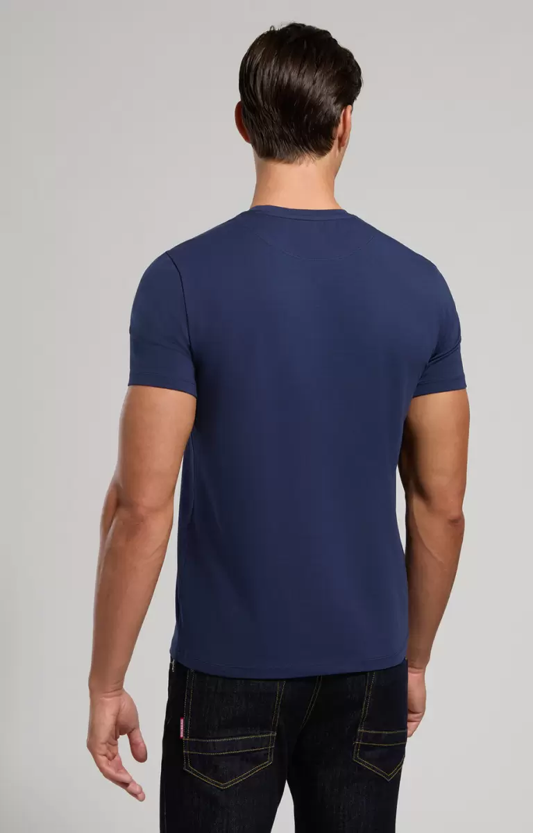 Mann Bikkembergs Soccer Print Men's T-Shirt T-Shirts Dress Blues - 2