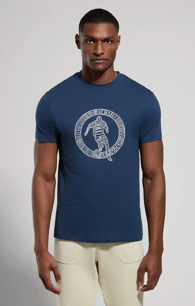 Mann Men's T-Shirt With Keyword Print Dress Blues Bikkembergs T-Shirts - 4