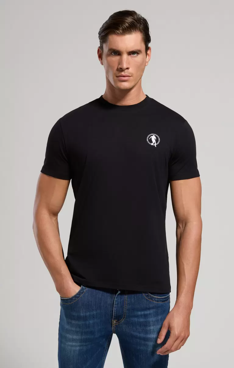Mann T-Shirts Men's Laser Print T-Shirt Black Bikkembergs - 4