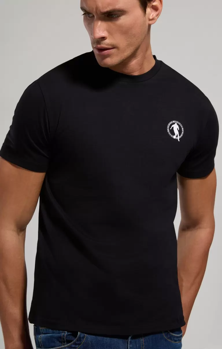 Mann T-Shirts Men's Laser Print T-Shirt Black Bikkembergs