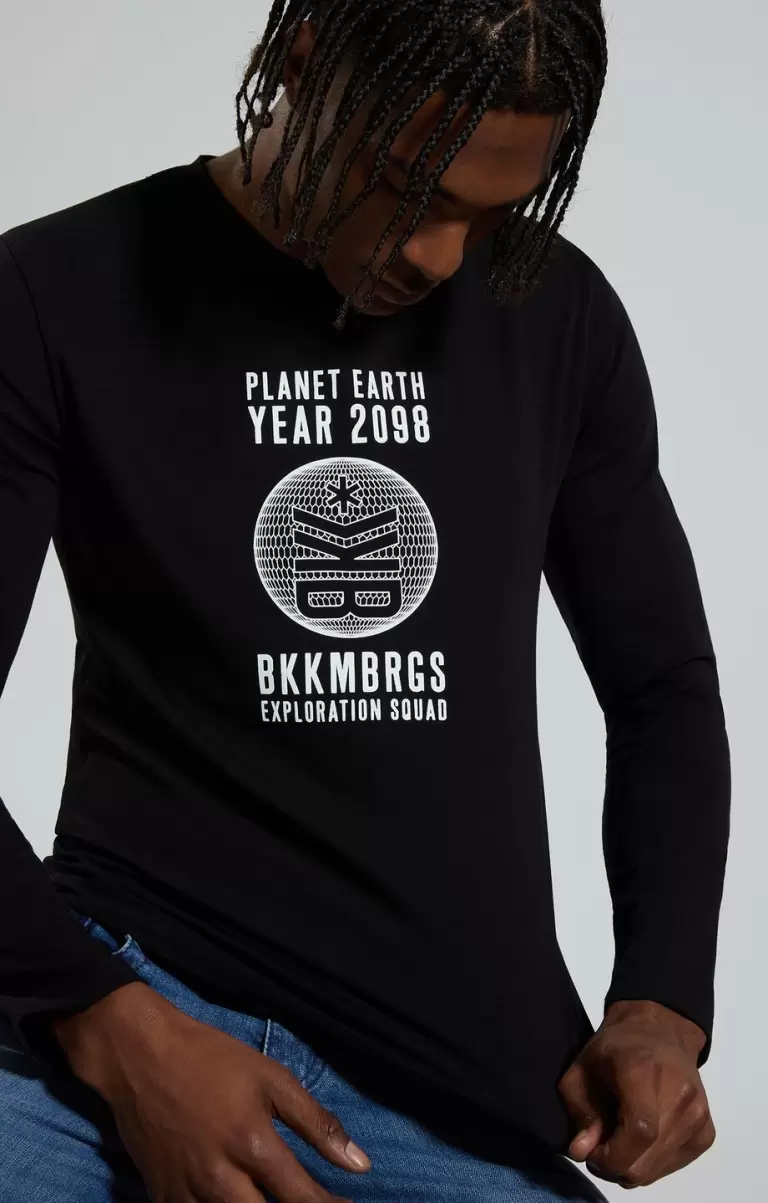 Men's Long Sleeve T-Shirt Mann Black Bikkembergs T-Shirts