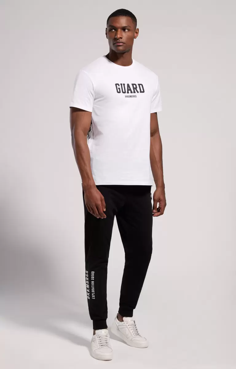 T-Shirts Men's T-Shirt With Chain Print Bikkembergs Mann White - 3