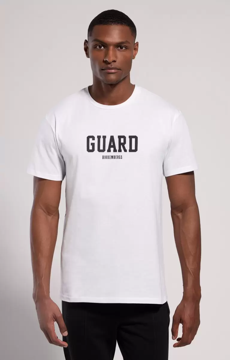 T-Shirts Men's T-Shirt With Chain Print Bikkembergs Mann White - 4