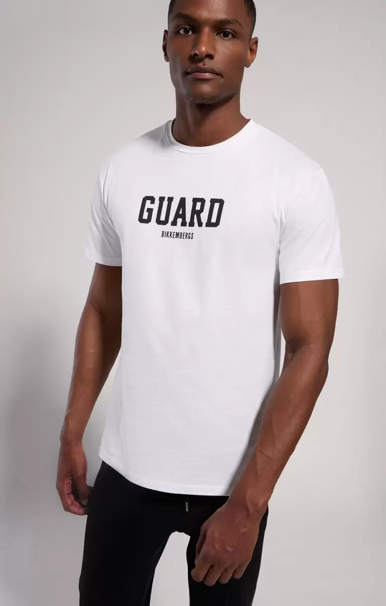 T-Shirts Men's T-Shirt With Chain Print Bikkembergs Mann White
