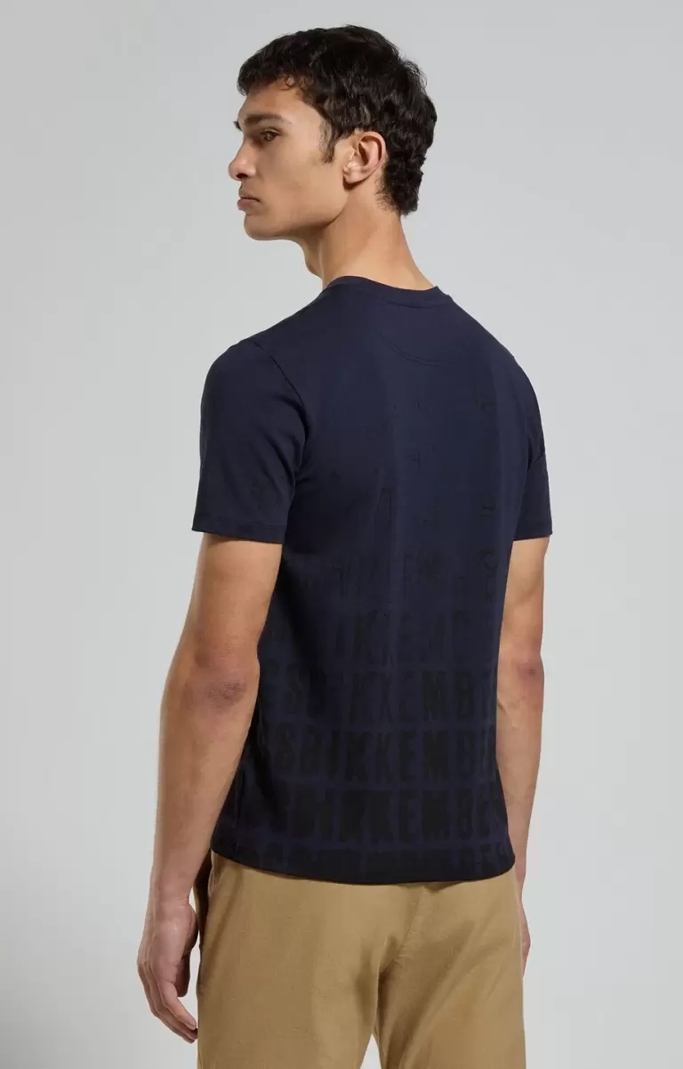 Men's T-Shirt With Faded Print Bikkembergs Mann T-Shirts Dress Blues - 2