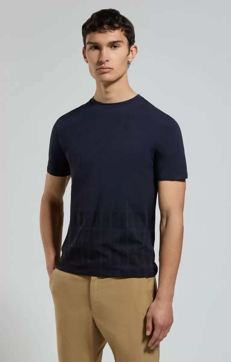 Men's T-Shirt With Faded Print Bikkembergs Mann T-Shirts Dress Blues - 4