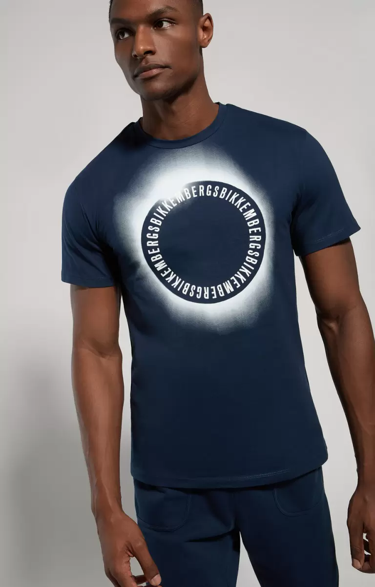 Dress Blues T-Shirts Men's Print T-Shirt Bikkembergs Mann