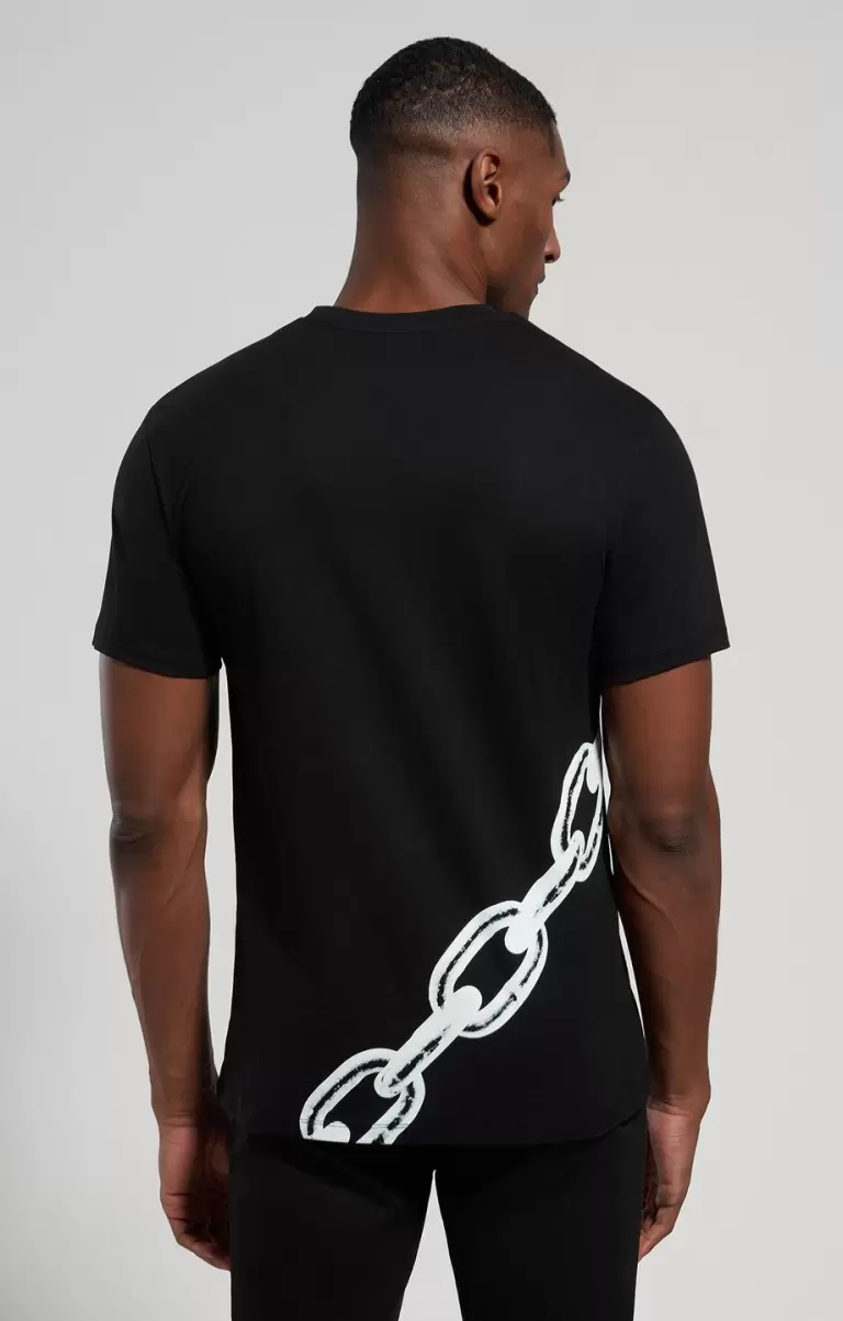 T-Shirts Pirate Black Men's T-Shirt With Chain Print Bikkembergs Mann - 2