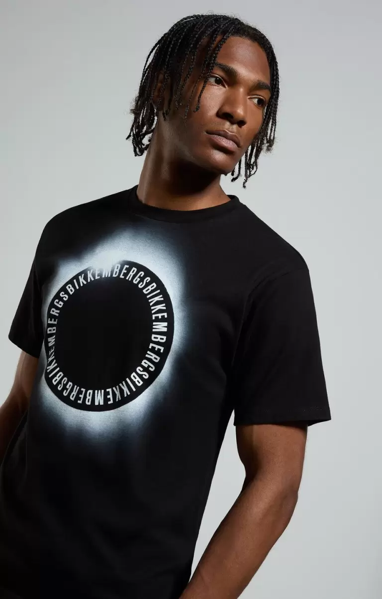Men's Print T-Shirt Black Bikkembergs Mann T-Shirts